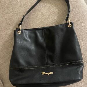Wrangler Black Classic Shoulder Bag with Gold Accents